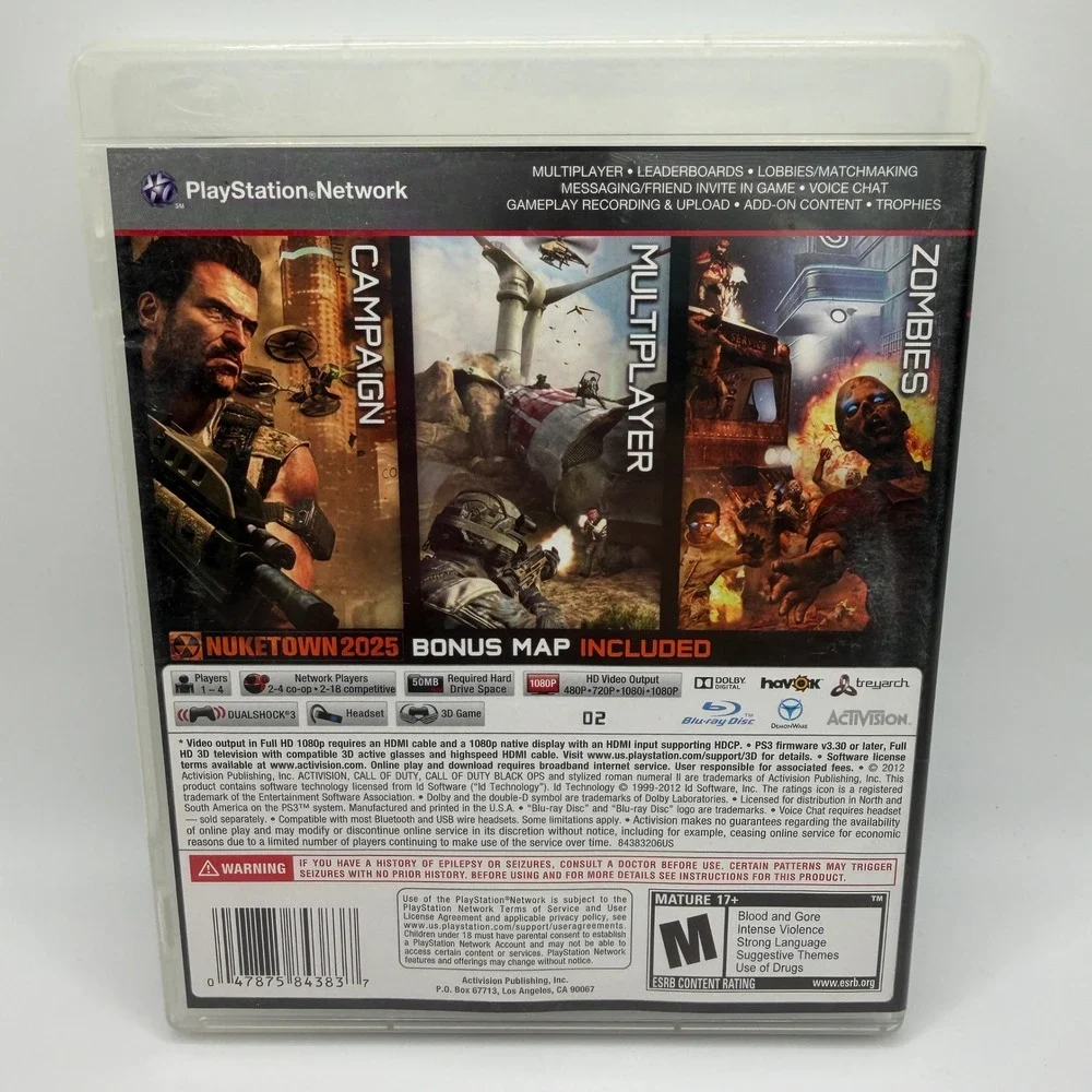 Call of Duty Black Ops‎ 1 & 2 II BONUS Black Ops Disc Sony PS3 PlayStation 3